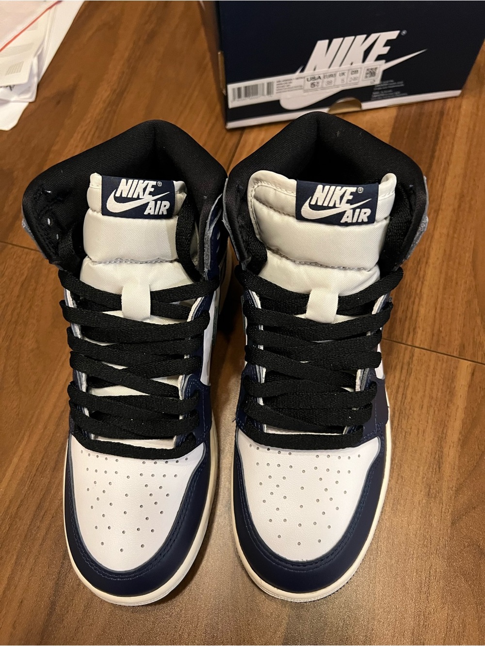 Nike Kids Navy and White High-Top Sneakers